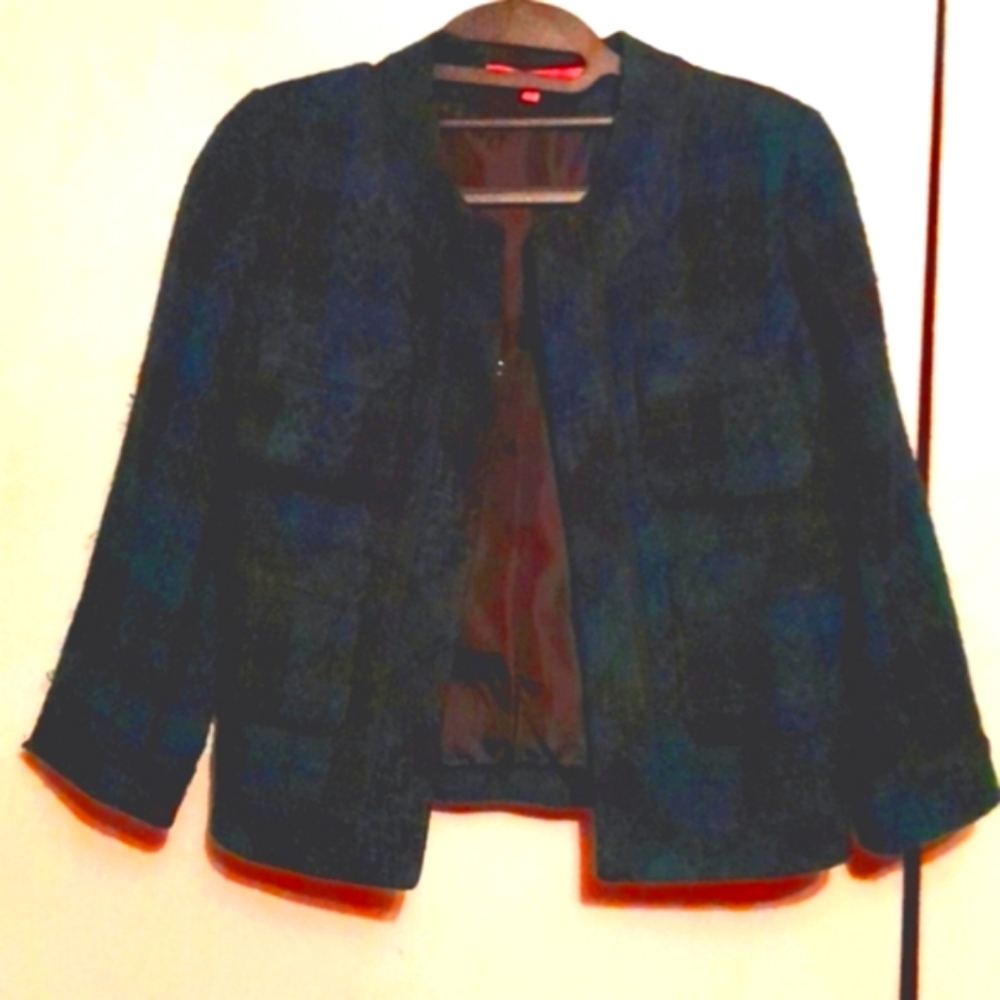 Green and black tarten blazer